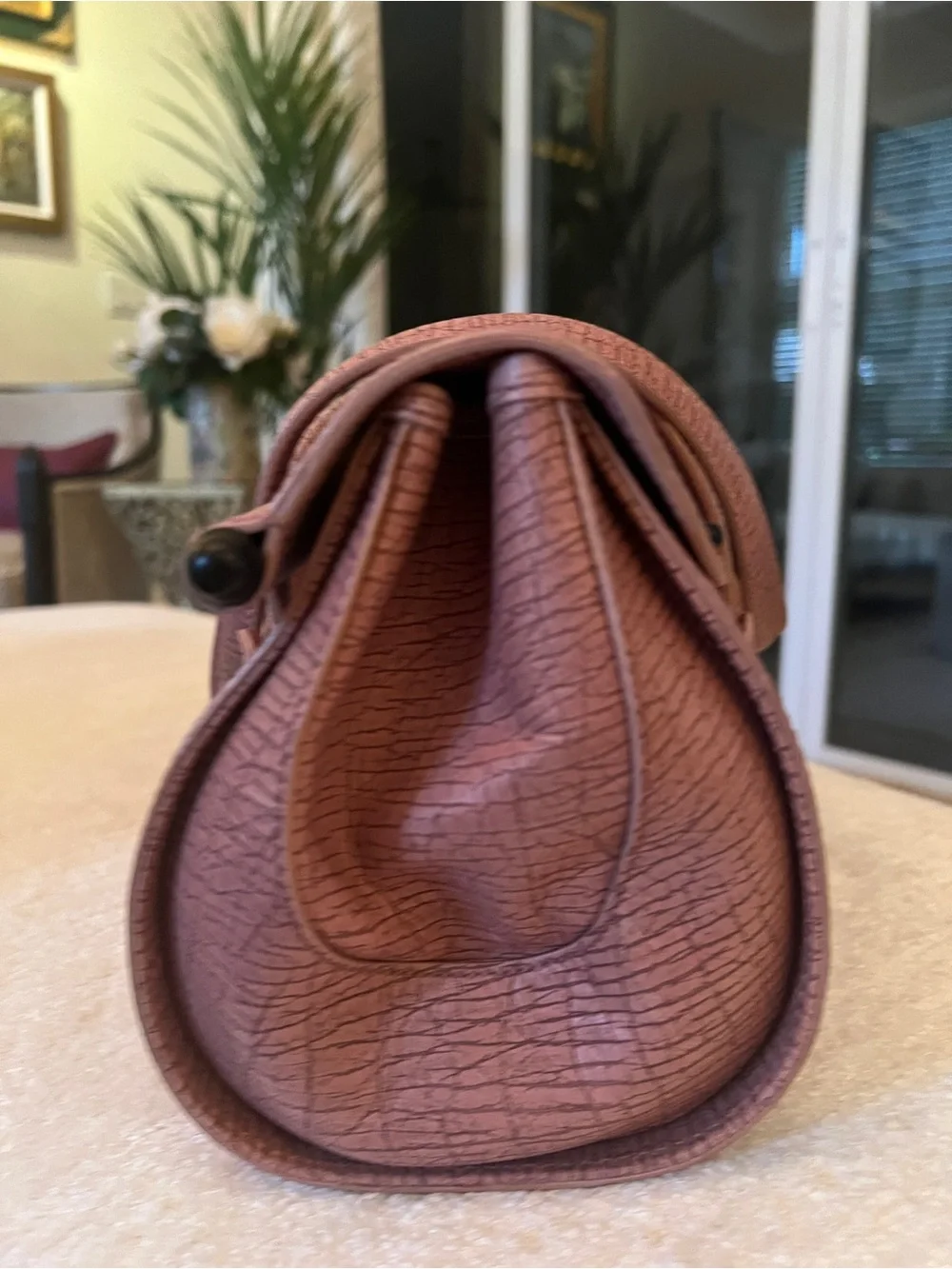 Gucci Pink Textured Leather Satchel with Bamboo Handle